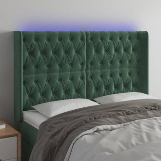 vidaXL Cabecero Con Led De Terciopelo Verde Oscuro 163x16x118/128 Cm Vidaxl