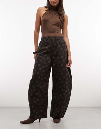 Liquor & Poker jeans a ferro di cavallo a pois color cioccolato-Marrone