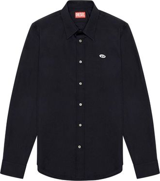 Diesel S-Benny-A logo-appliqu&eacute; shirt - men - Cotton/Elastane - 48 - Black
