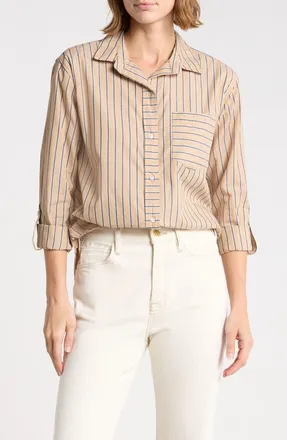 Beach Lunch Lounge Carson Stripe Button-Up Shirt in Sandcastle at Nordstrom, Size X-Small
