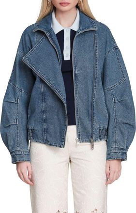 Avec Les Filles Denim Bomber Jacket in Montgomery Wash at Nordstrom, Size Xx-Small