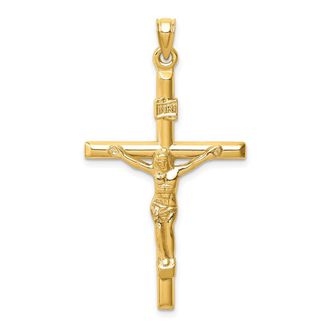 Diamond2Deal 14k Yellow Gold Hollow Crucifix Pendant