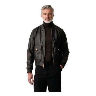 Michael Kors Pebbled Leather Bomberjack - Heren - Jassen - Bruin - Maat: L Leer