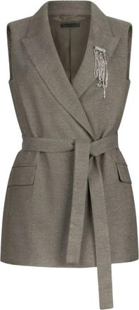 Liu Jo Grijze Gebreide Jas Aw 25 - Dames - Bodywarmers - Grijs - XL - Polyester - Jassen