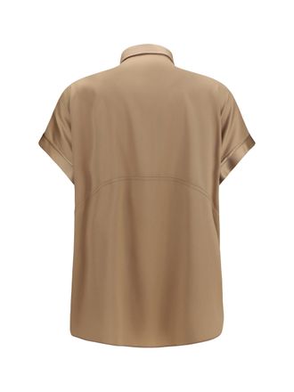 Brunello Cucinelli Womens Silk Shirt Praline Silk; Elastane