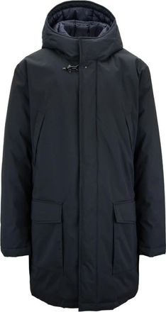 Fay Heren Automatische Knop Parka met Rits - Heren - Dons jassen - Blauw - 2XL - Polyester - Jassen
