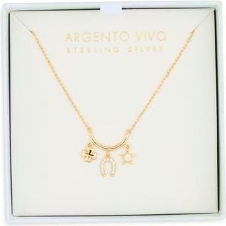 Argento Vivo Clover, Horseshoe & Star Charm Necklace in Gold at Nordstrom Rack