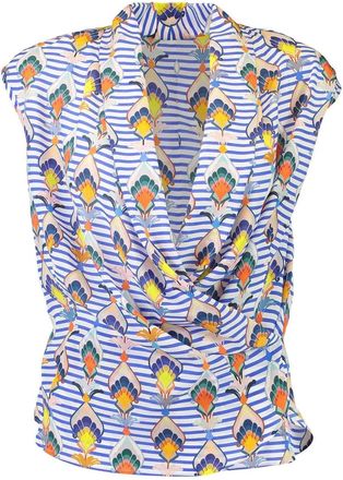 Maison Common stripe-pattern blouse - Blue
