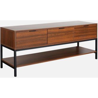 Sweeek Sweeek - Mueble tv de nogal con 3 cajones, 130cm, Walnut, Madera de nogal, 130x40x53.5 cm