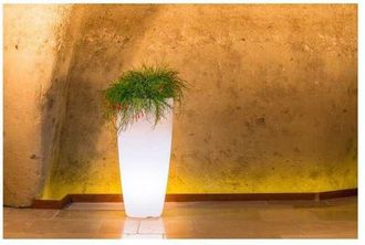 Monacis Maceta Luminosa Redonda Mod. Agave H 70 Con Led Multicolor Con Bater&iacute;a