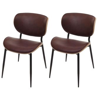 Hhg Hhg - Nunca Usado] Juego De 2 Sillas De Comedor 233, Imitaci&oacute;n De Cuero Curvado 280 G/m&sup2; Con Certificado Oeko-tex Mvg, Natural, Marr&oacute;n Vintage