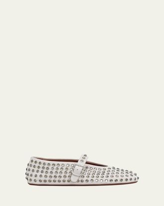Alaia Crystal Stud Mary Jane Ballerina Flats