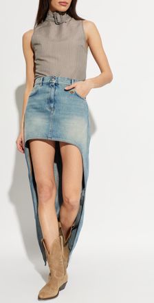 Courr&egrave;ges Asymmetric Denim Skirt, Womens, Blue