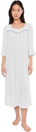 Eileen West Cotton Knit 3/4 Sleeve Nightgown Womens Jumpsuit & Rompers One Piece White Ground Black Dot : MD