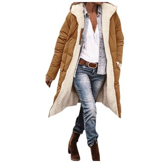 Generic Winter Jackets for Women UK, Thermal Waterproof Longline Winter Coat, Warm Hooded Windproof Jacket for Cold Climate Season