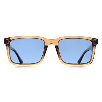 Police Rectangle Mens Shiny Transparent Light Brown Blue Polarized SPLP21E Origins Lite 30 - One Size