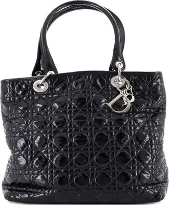Dior Lady Dior Soft Cannage Quilt Patent Large tote bag - Zwart