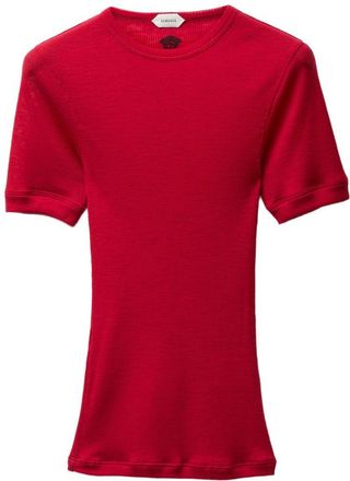 Versace Fitted Silk-Nylon Blend Top With Round Neckline
