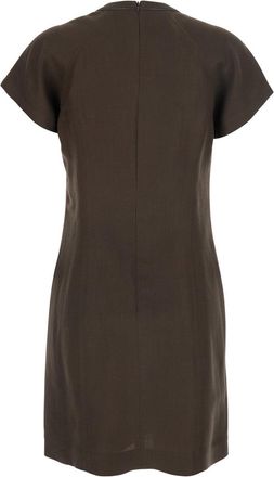 Brunello Cucinelli Womens Dress With Monil Detail Brown Viscose