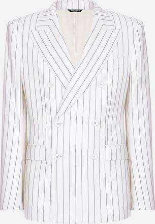 Dolce & Gabbana Double-breasted Pinstripe Sicilia-fit Jacket - Man Suits And Blazers Multicolor 50