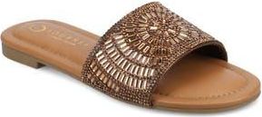 Journee Collection Maria Crystal Embellished Slide Sandal in Gold at Nordstrom Rack, Size 6.5