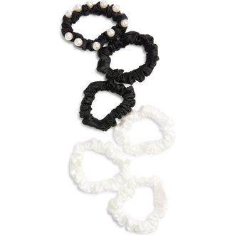 Chelsea28 6-Pack Satin Ponytail Holders in Black/White at Nordstrom