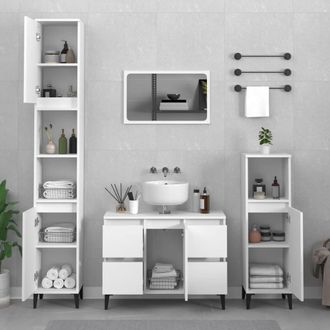 Berkfield Home 3 Piece Bathroom Furniture Set White Engineered Wood