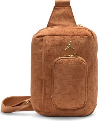 Nike Jordan Mens Jordan Suede Monogram Sling Bag (3L) in Brown | MA9208-X6X