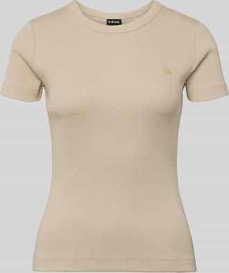 G-Star Slim Fit T-Shirt mit Logo-Stitching in Ecru, Gr&ouml;&szlig;e XL