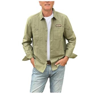Aeronautica Aeronautica Militare, Light Jackets, male, Green, Size: M Overshirt