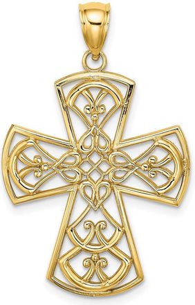 Diamond2Deal 10k Yellow Gold Filigree Cross Charm