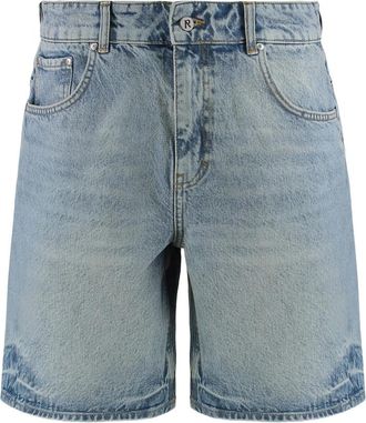 Represent Logo-embroidered Denim Shorts