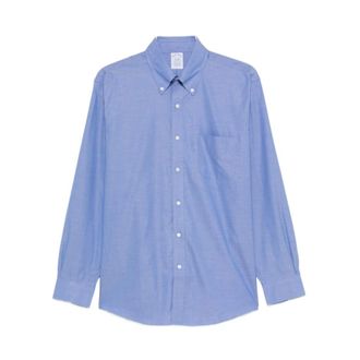Brooks Brothers Formal Shirts, male, Blue, Size: 2XL Long Sleeve Buttoned Shirt