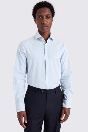 Moss Tailored Fit Sky Oxford Stripe Stretch Shirt
