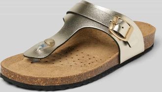 Geox Zehentrenner aus echtem Leder in Gold, Gr&ouml;&szlig;e 38