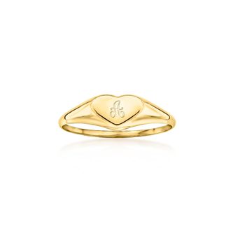 Ross-Simons Childs 14kt Yellow Gold Personalized Heart Signet Ring