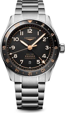 Longines Spirit Zulu Time Automatic Bracelet Watch, 42mm in Black at Nordstrom