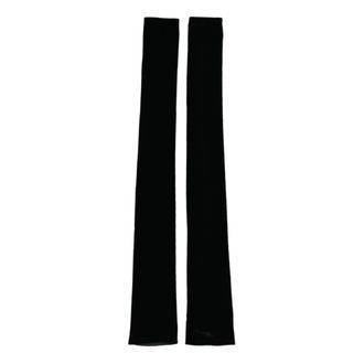 Dolce & Gabbana Accessoires, Dames, Zwart, ONE Size, Nylon, Zwarte ellebooglengte vingerloze handschoenen