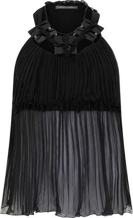 Alberta Ferretti Tops, Dames, Zwart, S, Mouwloze Zijden Top