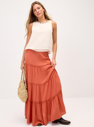 Twik Womens Crinkled ruffled-tier skirt