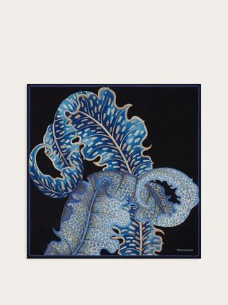 Ferragamo Womens Blue Silk Printed Scarf