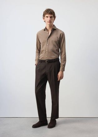 Mango Camicia micro velluto a coste slim-fit beige - Uomo - XXL - MANGO MAN