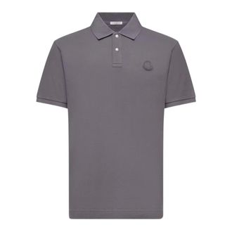 Moncler Polo de piqu&eacute; de algod&oacute;n con parche de logo - Tops - Hombre - Gris - M