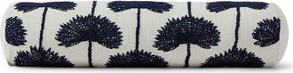 Sunday Citizen Palm Leaf Embroidered Cotton Bolster Pillow in Navy /Off White at Nordstrom