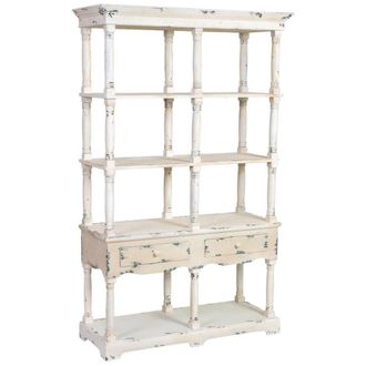 Wanderlust Deco Estanter&iacute;a de madera blanca envejecida 129.5x49.5x207h cm