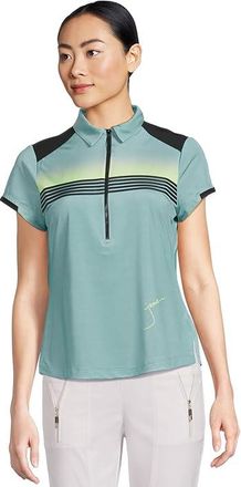 Jamie Sadock Gamma Ray Print Polo Womens Clothing Neptune Blue : 2XL, Polyester/Spandex