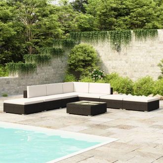vidaXL Vidaxl - Set Divani da Giardino 8 pz con Cuscini in Polyrattan Nero