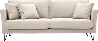 Miliboo Sof&aacute; De 3 Plazas En Tela Chenilla Beige Y Metal Oslo