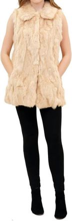 Love Token Faye Spread Collar Genuine Real Rabbit Fur Vest In Beige