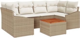 vidaXL Garden Sofa Set 7 pcs Beige, white Vidaxl